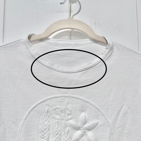 Chanel Coco Mark Star Embroidery T-Shirt In White Size Small - Picture 3 of 9